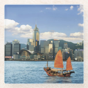 China; Hongkong; Victoria Harbour Harbour Glazen Onderzetter
