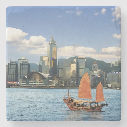 China; Hongkong; Victoria Harbour haven; A Stenen Onderzetter (Voorkant)