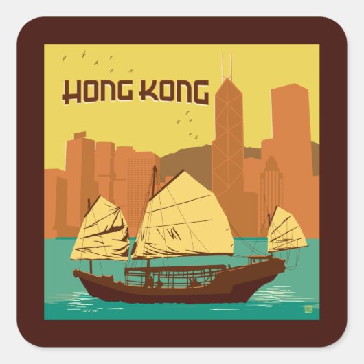 China | Hongkong Vierkante Sticker (Voorkant)