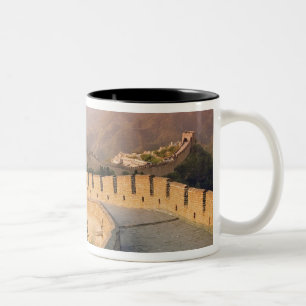 China, Huairou County, Zonsondergang over de Tweekleurige Koffiemok