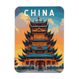 China Illustratie Reis Kunst Vintage Magneet