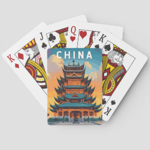 China Illustratie Reis Kunst Vintage Pokerkaarten