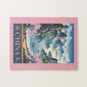 China Illustration Pink Travel Art Vintage Legpuzzel (Horizontaal)