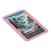 China Illustration Pink Travel Art Vintage Magneet (Rechterzijde)