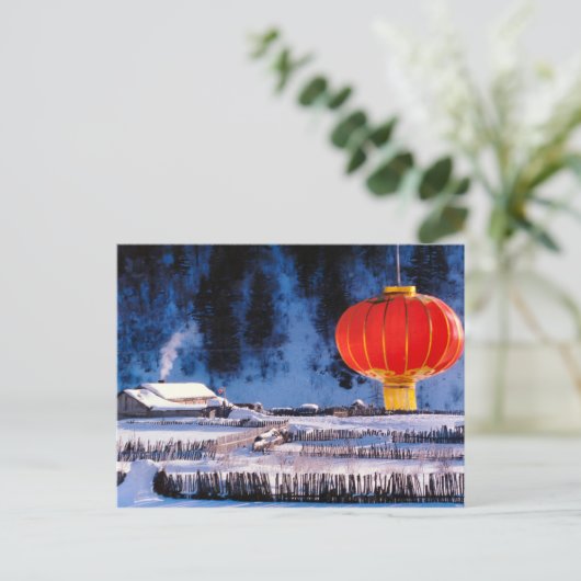 China in de winter, reuzenChinese lantaarn Briefkaart (Staand voorkant)