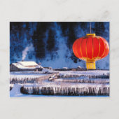 China in de winter, reuzenChinese lantaarn Briefkaart (Voorkant)