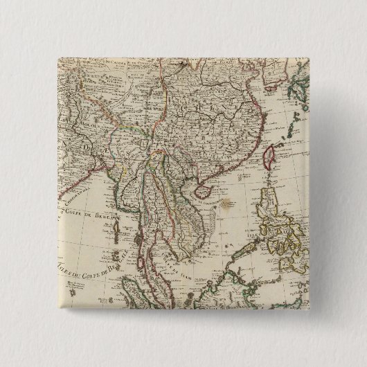 China, India, Azië Vierkante Button 5,1 Cm (Voorkant)