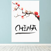 China Ink vintage poster. Canvas Afdruk (Insitu (Houten vloer))