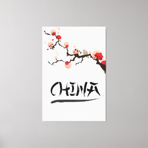 China Ink vintage poster. Canvas Afdruk