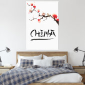 China Ink vintage poster. Canvas Afdruk (Insitu (Slaapkamer))