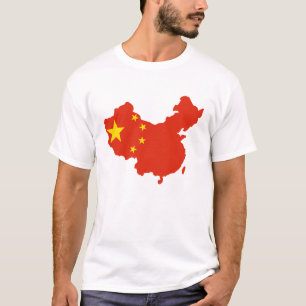 China kaart en vlag t-shirt