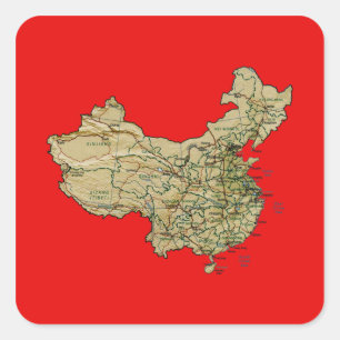 China kaart sticker