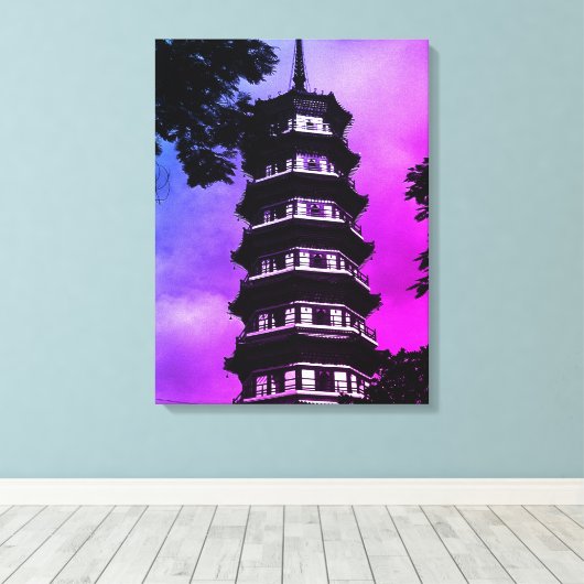 China Kanton de blowery pagoda Canvas Afdruk (Insitu (Houten vloer))