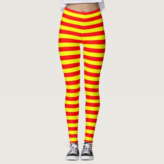 china kyrgyzstan spain flag stripes red yellow pat leggings (Voorkant)