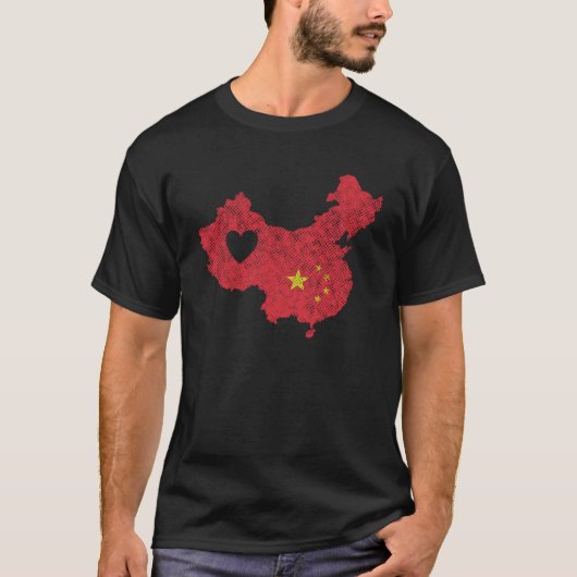 China Land Kaart met vlag T-shirt (Voorkant)