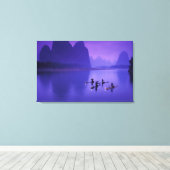 China, Li River. aalscholvervissers. Canvas Afdruk (Insitu (Houten vloer))
