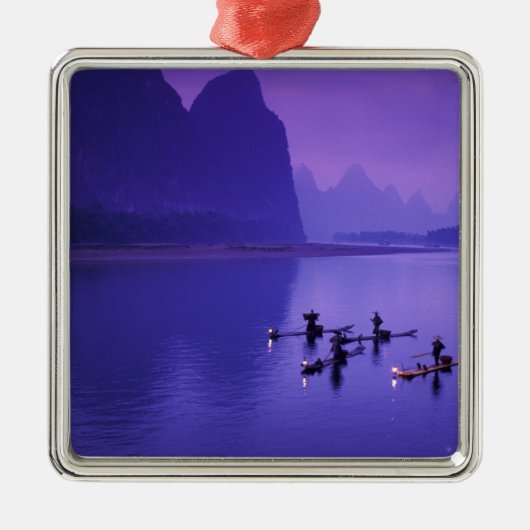 China, Li River. aalscholvervissers. Metalen Ornament (Voorkant)