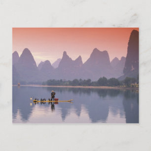 China, Li-rivier. Enkele aalscholvervisser. Briefkaart