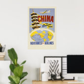 China - Luchtvaartposter Noordwest Poster (Thuiskantoor)