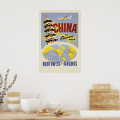 China - Luchtvaartposter Noordwest Poster (Keuken)