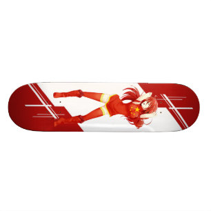 China Manga meisje gekleed in vlag - Chinees- Persoonlijk Skateboard