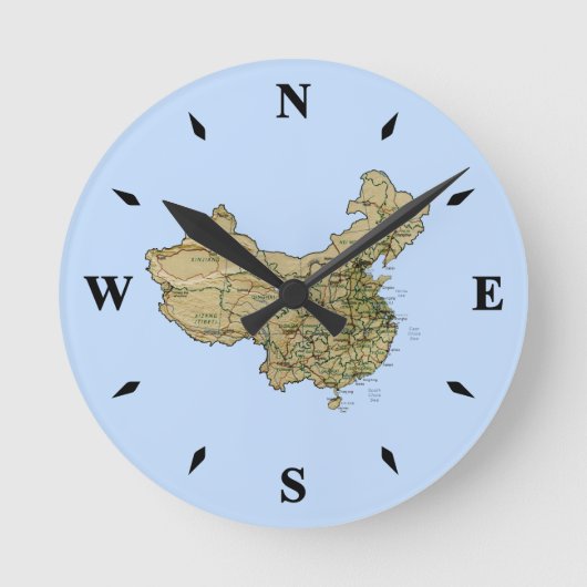China Map Clock Ronde Klok (Voorkant)