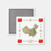 China Map + Flags Magnet (Voorkant / Achterkant)