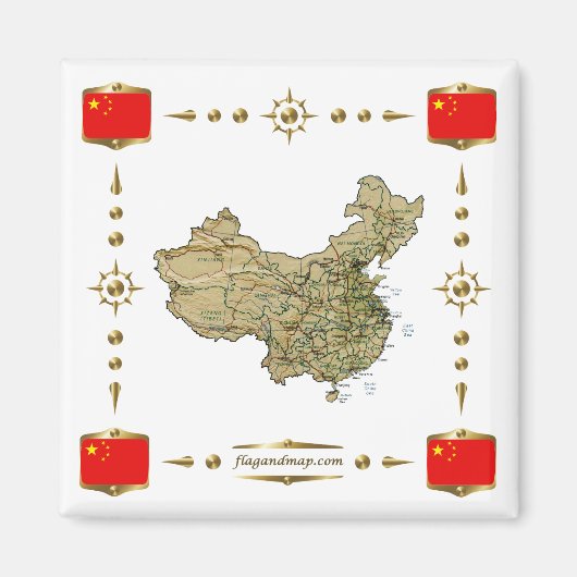 China Map + Flags Magnet (Voorkant)
