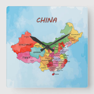 China Map Vierkante Klok