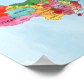 China Map waterverf artwork Poster (Hoek)