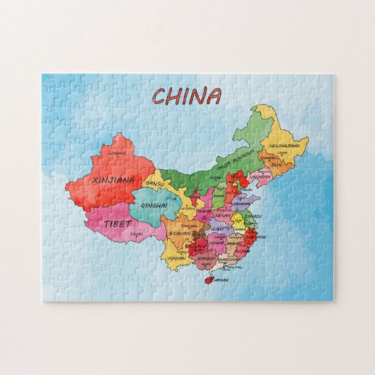 China Map waterverf kunst Legpuzzel (Horizontaal)