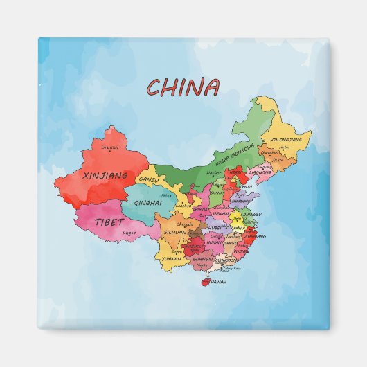 China Map waterverf kunst Magneet (Voorkant)