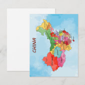 China Map waterverf kunst Platte Kaart (Voorkant / Achterkant)