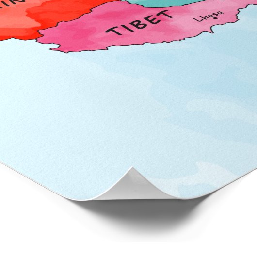 China Map waterverf kunst Poster (Hoek)