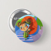 China Meisje met Pug Ronde Button 5,7 Cm (Voorkant /achterkant)