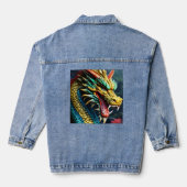 China NM-15: Chinese Dragon Portrait — Women's  Denim Jacket (Achterkant)
