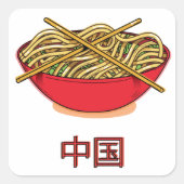 China Noodles Vierkante Sticker (Voorkant)