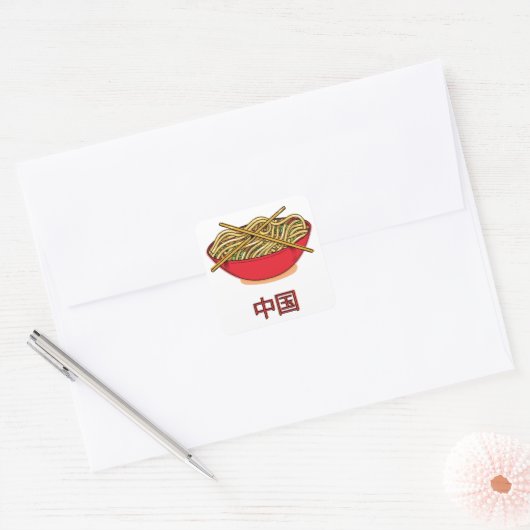 China Noodles Vierkante Sticker (Envelop)