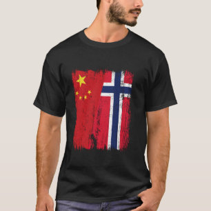 China Noorwegen Half Vlag Chinese Noorse Afkomst T-shirt