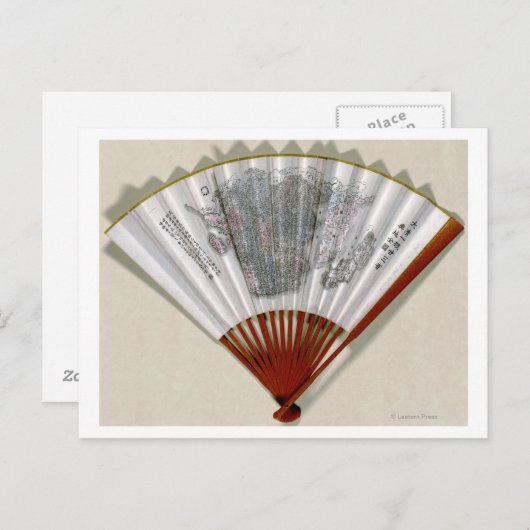 China op het gezicht van een FanPanoramic Map Briefkaart (Voorkant / Achterkant)