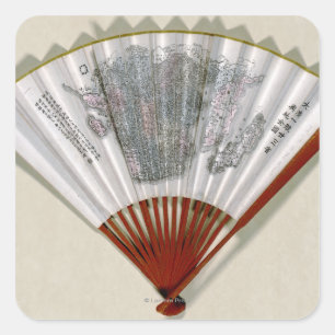 China op het gezicht van een FanPanoramic Map Vierkante Sticker