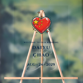 China paar hart bruiloft welkom acryl bord