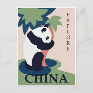 China Panda Beer Vintage Travel Poster Briefkaart
