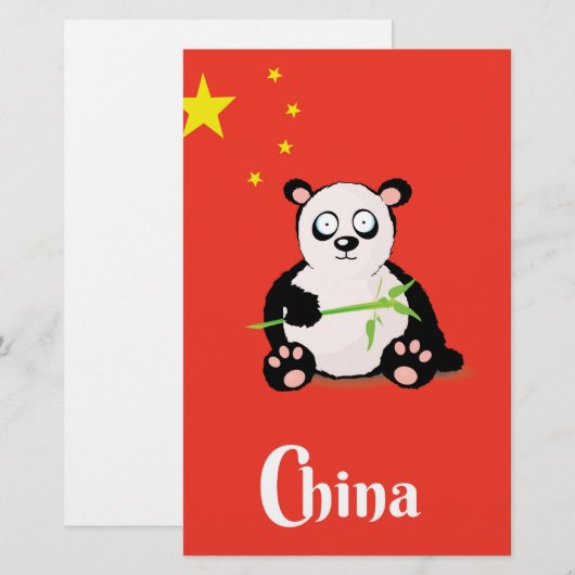 China Panda-reisposter. Briefpapier (Voorkant / Achterkant)