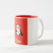 China Panda-reisposter. Tweekleurige Koffiemok (Voorkant rechts)