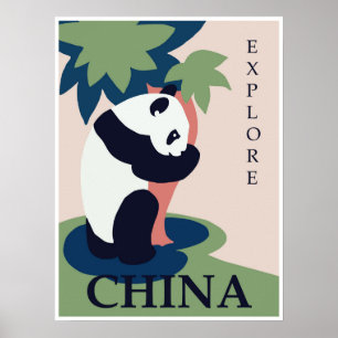 China Panda Vintage Travel Poster