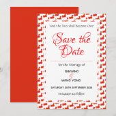 CHINA Patriottische traditionele Chinese bruiloft Save The Date (Voorkant / Achterkant)