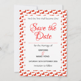 CHINA Patriottische traditionele Chinese bruiloft  Save The Date