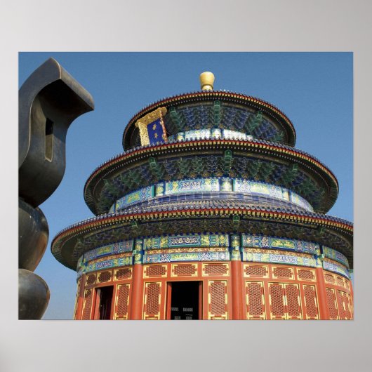 China, Peking, Tempel van de Hemel, Chinese urn in Poster (Voorkant)