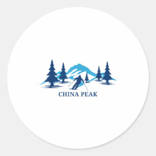 China piek Californië skioord skiën skiër  Ronde Sticker